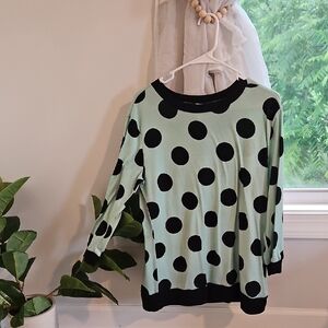 No Boundaries Mint and Black Polka Dot Top